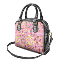 Hawaiian Leis Shoulder Handbag Kakau Tattoos and Palaka Pastel Pink Color