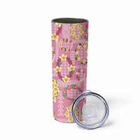 Hawaiian Leis Skinny Tumbler Kakau Tattoos and Palaka Pastel Pink Color