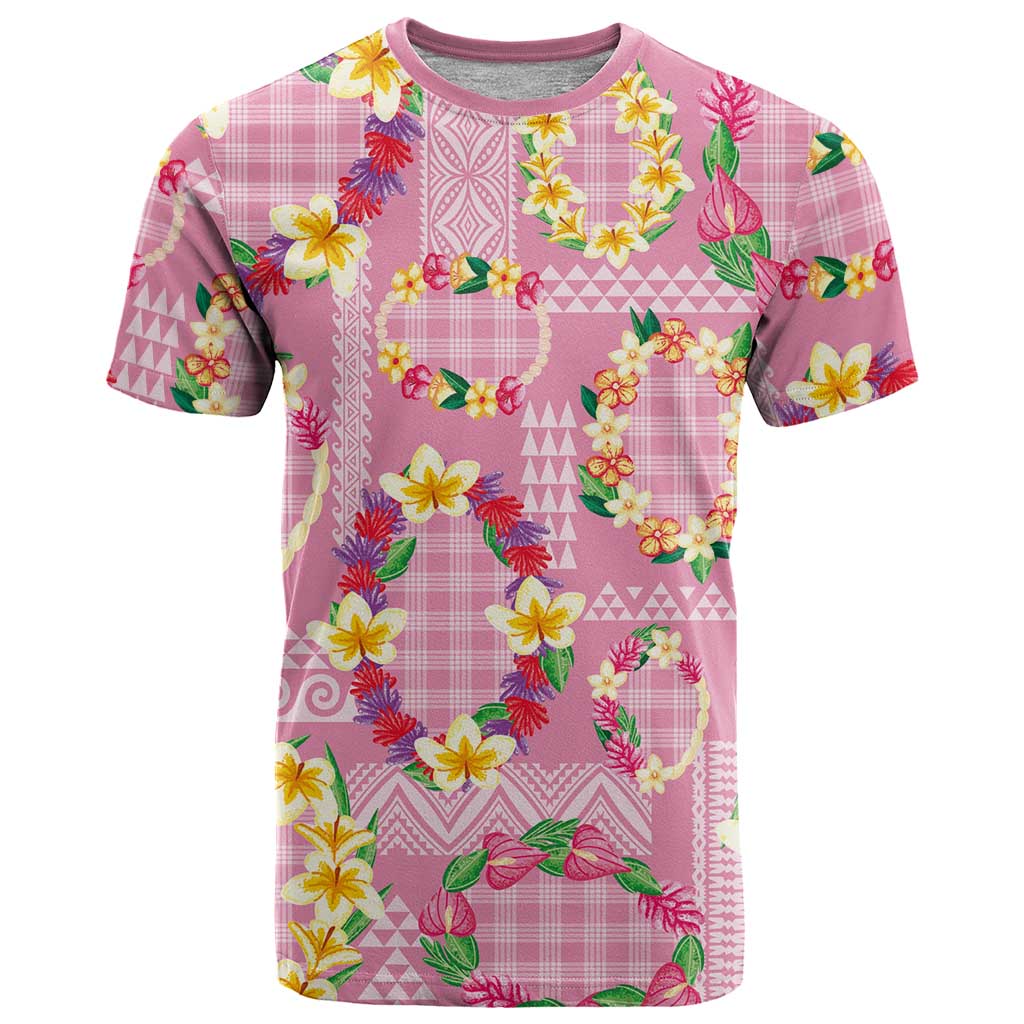 Hawaiian Leis T Shirt Kakau Tattoos and Palaka Pastel Pink Color LT03 Pink - Polynesian Pride