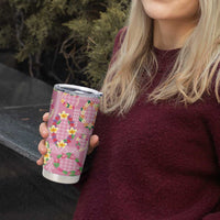 Hawaiian Leis Tumbler Cup Kakau Tattoos and Palaka Pastel Pink Color