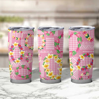 Hawaiian Leis Tumbler Cup Kakau Tattoos and Palaka Pastel Pink Color