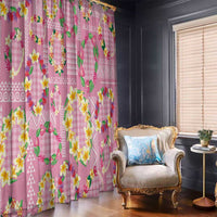 Hawaiian Leis Window Curtain Kakau Tattoos and Palaka Pastel Pink Color LT03 - Polynesian Pride