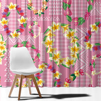 Hawaiian Leis Window Curtain Kakau Tattoos and Palaka Pastel Pink Color LT03 - Polynesian Pride