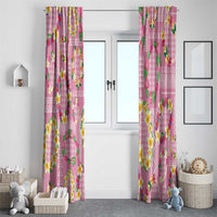 Hawaiian Leis Window Curtain Kakau Tattoos and Palaka Pastel Pink Color LT03 - Polynesian Pride