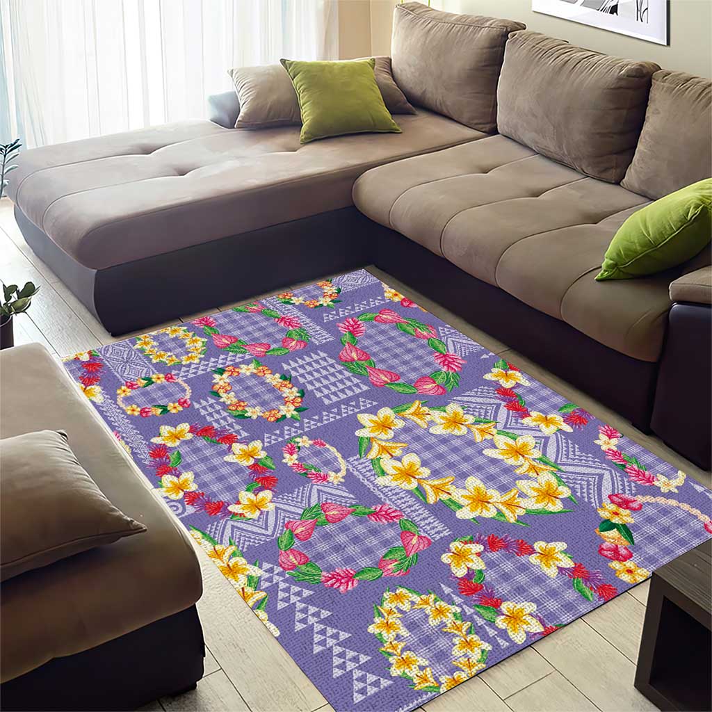 Hawaiian Leis Area Rug Kakau Tattoos and Palaka Pastel Purple Color LT03 - Polynesian Pride