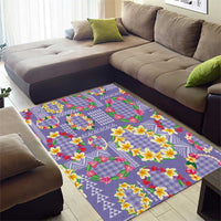 Hawaiian Leis Area Rug Kakau Tattoos and Palaka Pastel Purple Color LT03 - Polynesian Pride