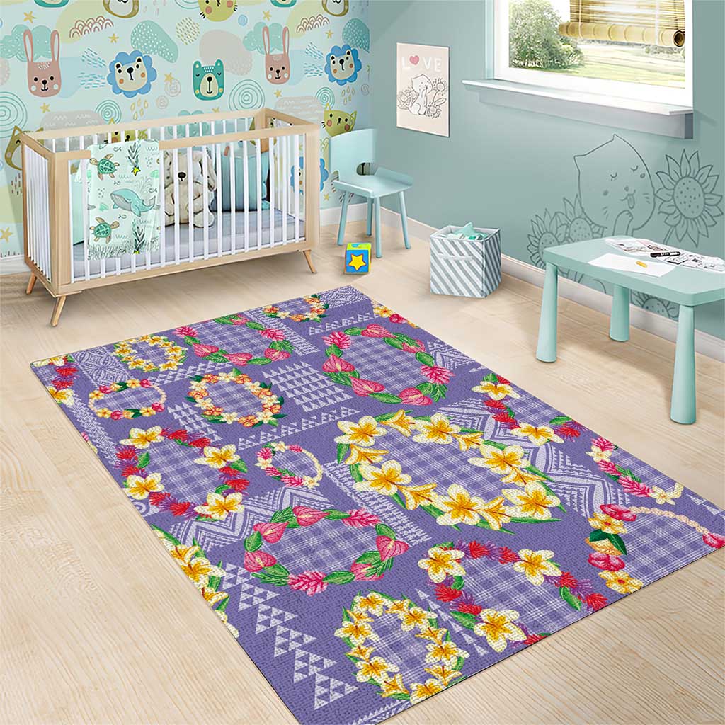Hawaiian Leis Area Rug Kakau Tattoos and Palaka Pastel Purple Color LT03 - Polynesian Pride