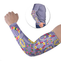Hawaiian Leis Arm Sleeves Kakau Tattoos and Palaka Pastel Purple Color LT03 Set of 2 Purple - Polynesian Pride