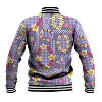 Hawaiian Leis Baseball Jacket Kakau Tattoos and Palaka Pastel Purple Color LT03 - Polynesian Pride
