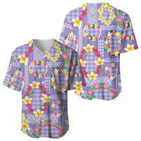 Hawaiian Leis Baseball Jersey Kakau Tattoos and Palaka Pastel Purple Color LT03 - Polynesian Pride