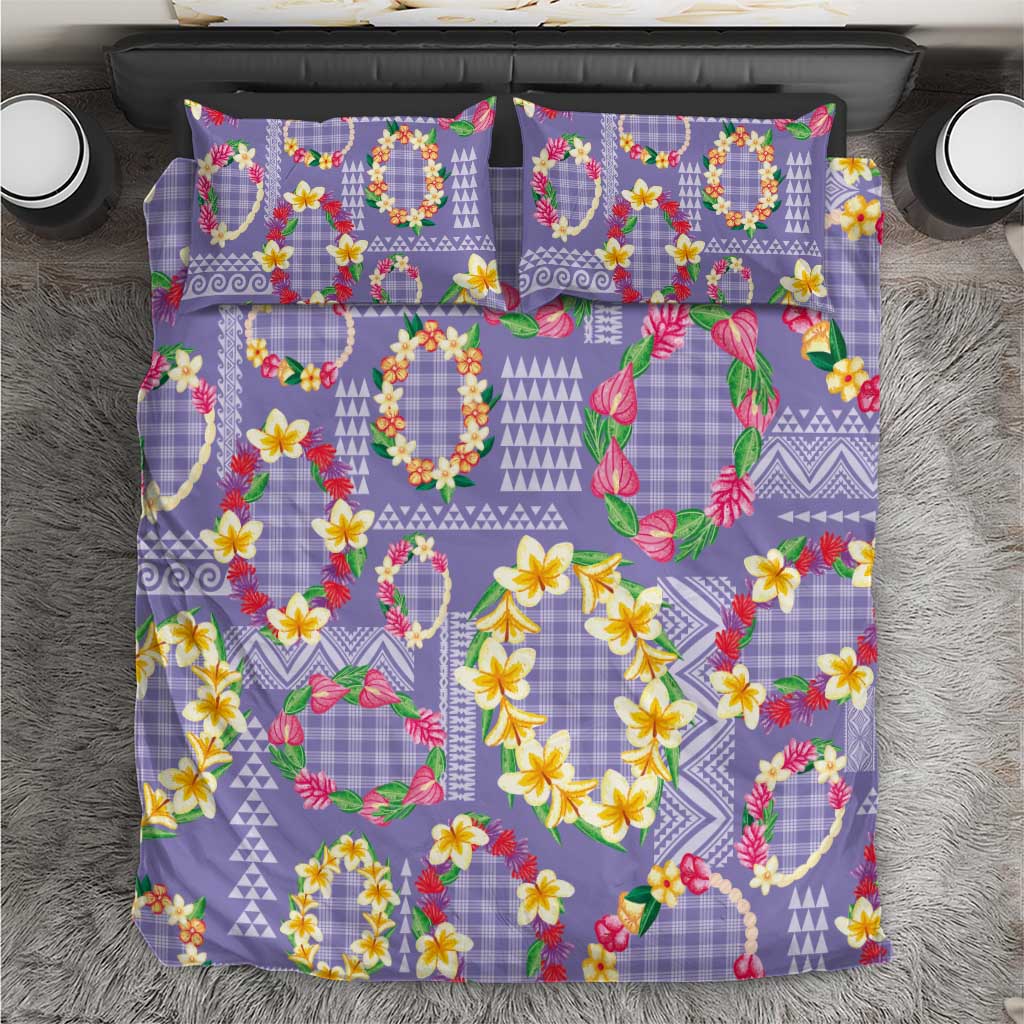 Hawaiian Leis Bedding Set Kakau Tattoos and Palaka Pastel Purple Color LT03 Purple - Polynesian Pride