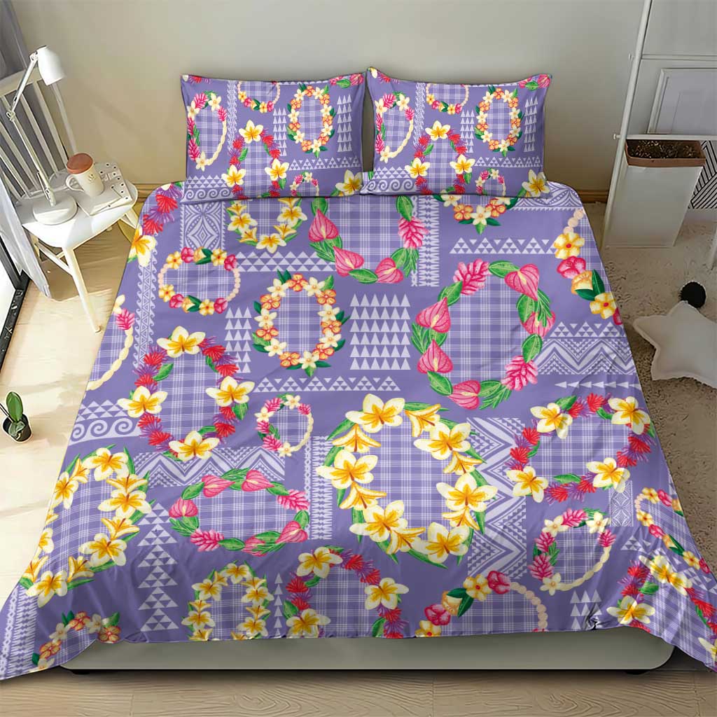Hawaiian Leis Bedding Set Kakau Tattoos and Palaka Pastel Purple Color LT03 - Polynesian Pride