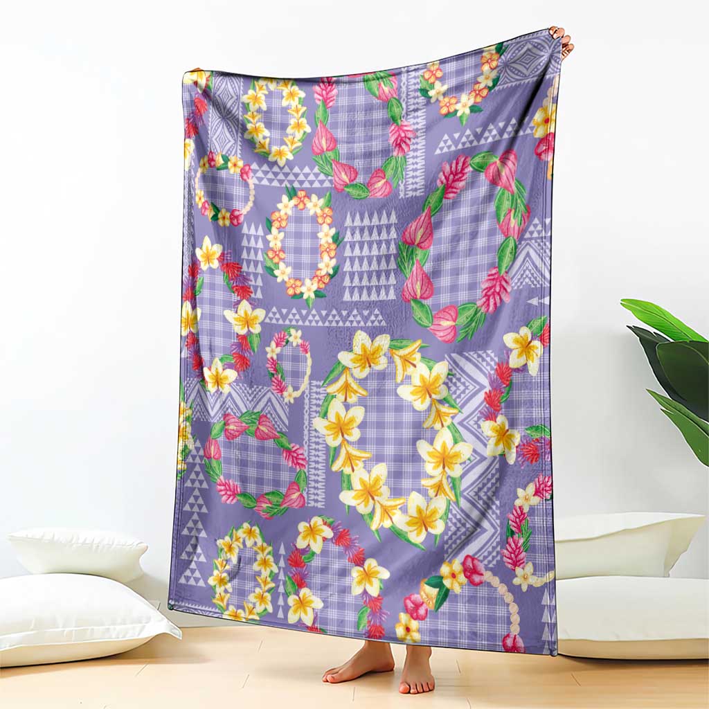 Hawaiian Leis Blanket Kakau Tattoos and Palaka Pastel Purple Color LT03 - Polynesian Pride