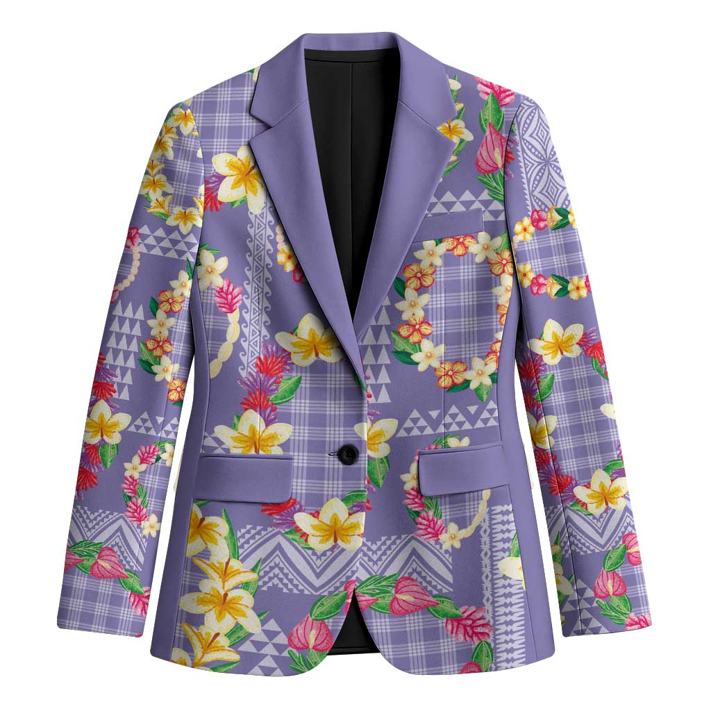 Hawaiian Leis Blazer Kakau Tattoos and Palaka Pastel Purple Color LT03 Unisex Purple - Polynesian Pride