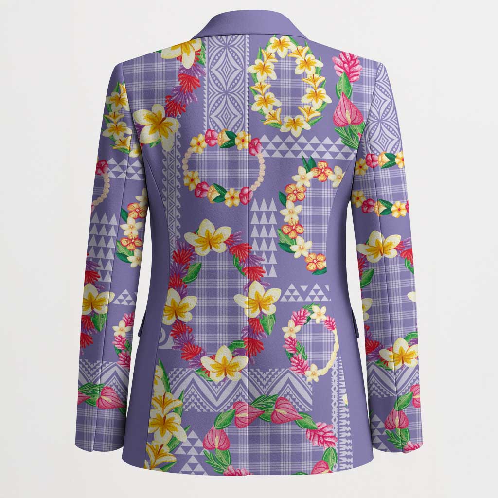 Hawaiian Leis Blazer Kakau Tattoos and Palaka Pastel Purple Color LT03 - Polynesian Pride