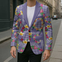 Hawaiian Leis Blazer Kakau Tattoos and Palaka Pastel Purple Color LT03 - Polynesian Pride