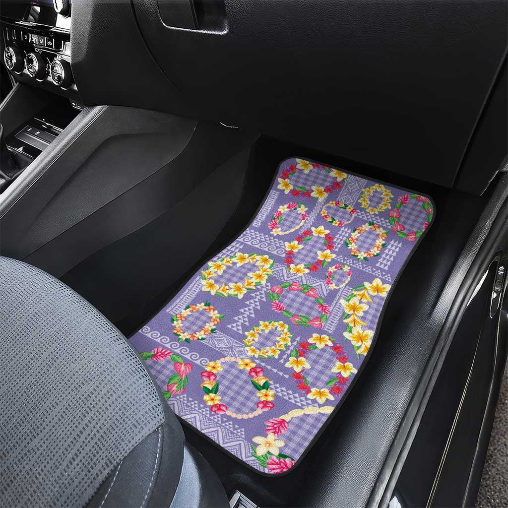Hawaiian Leis Car Mats Kakau Tattoos and Palaka Pastel Purple Color LT03 - Polynesian Pride