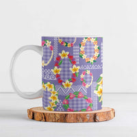 Hawaiian Leis Ceramic Mug Kakau Tattoos and Palaka Pastel Purple Color LT03 Purple - Polynesian Pride