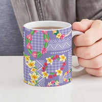 Hawaiian Leis Ceramic Mug Kakau Tattoos and Palaka Pastel Purple Color LT03 - Polynesian Pride