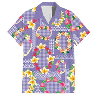 Hawaiian Leis Family Matching Off Shoulder Maxi Dress and Hawaiian Shirt Kakau Tattoos and Palaka Pastel Purple Color