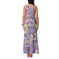 Hawaiian Leis Family Matching Tank Maxi Dress and Hawaiian Shirt Kakau Tattoos and Palaka Pastel Purple Color