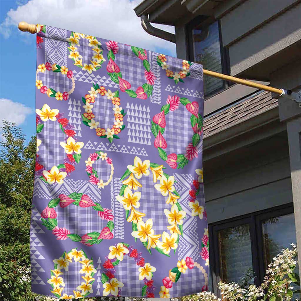 Hawaiian Leis Garden Flag Kakau Tattoos and Palaka Pastel Purple Color