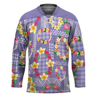 Hawaiian Leis Hockey Jersey Kakau Tattoos and Palaka Pastel Purple Color LT03 Unisex Purple - Polynesian Pride