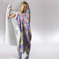 Hawaiian Leis Hooded Blanket Kakau Tattoos and Palaka Pastel Purple Color LT03 - Polynesian Pride