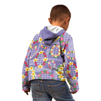 Hawaiian Leis Kid Hoodie Kakau Tattoos and Palaka Pastel Purple Color LT03 - Polynesian Pride