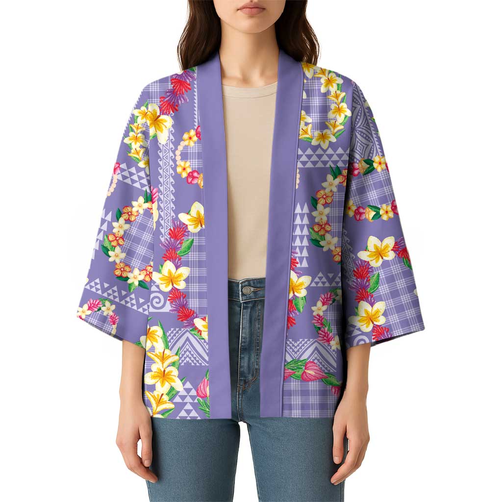 Hawaiian Leis Kimono Kakau Tattoos and Palaka Pastel Purple Color LT03 - Polynesian Pride