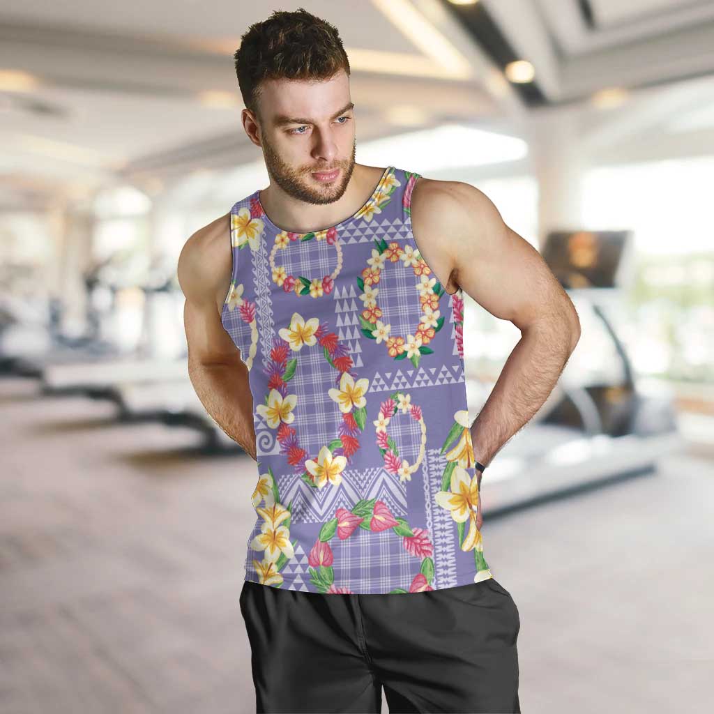 Hawaiian Leis Men Tank Top Kakau Tattoos and Palaka Pastel Purple Color LT03 Purple - Polynesian Pride