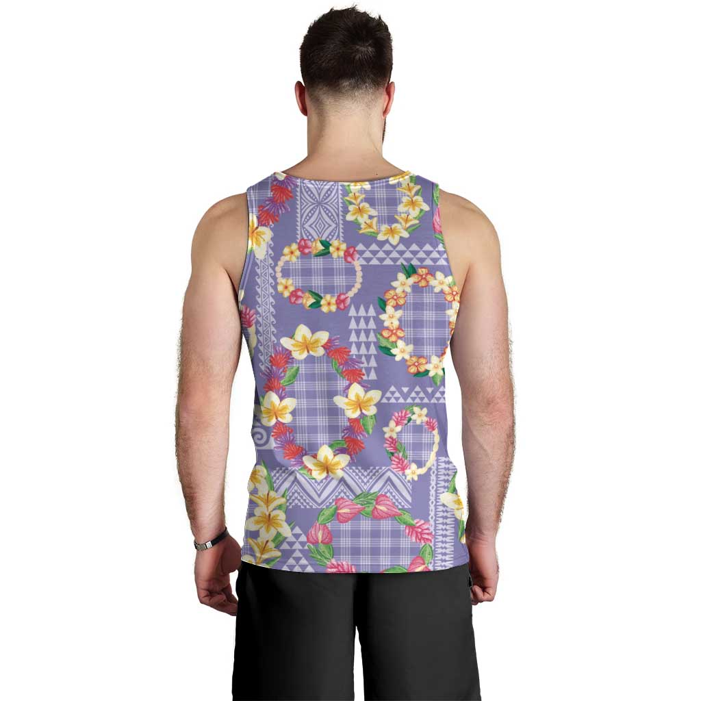 Hawaiian Leis Men Tank Top Kakau Tattoos and Palaka Pastel Purple Color LT03 - Polynesian Pride