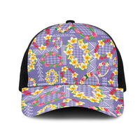 Hawaiian Leis Mesh Trucker Cap Kakau Tattoos and Palaka Pastel Purple Color LT03 One Size Black Purple - Polynesian Pride