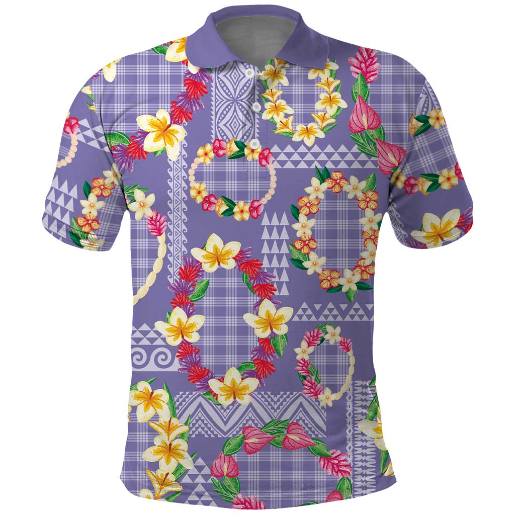 Hawaiian Leis Polo Shirt Kakau Tattoos and Palaka Pastel Purple Color LT03 Purple - Polynesian Pride