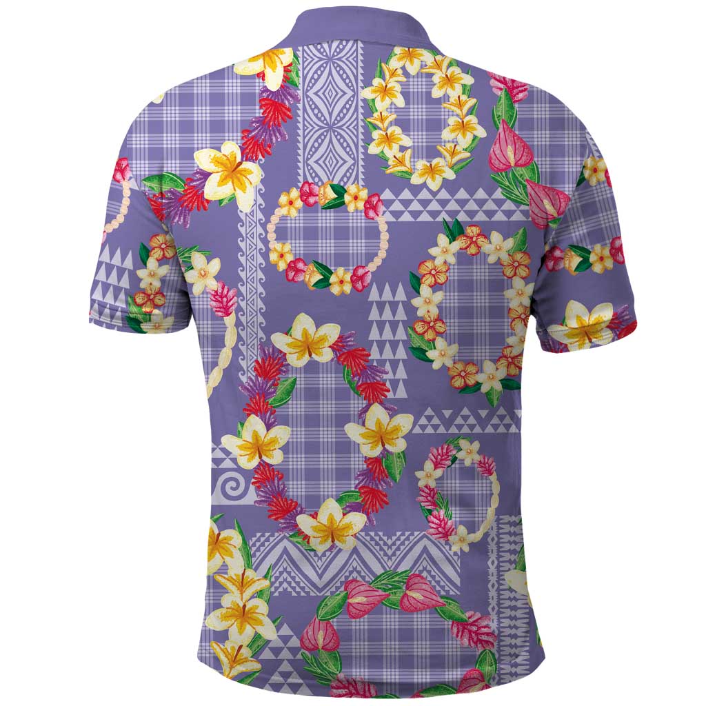 Hawaiian Leis Polo Shirt Kakau Tattoos and Palaka Pastel Purple Color LT03 - Polynesian Pride