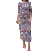 Hawaiian Leis Puletasi Kakau Tattoos and Palaka Pastel Purple Color LT03 Long Dress Purple - Polynesian Pride