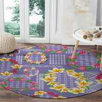 Hawaiian Leis Round Carpet Kakau Tattoos and Palaka Pastel Purple Color LT03 - Polynesian Pride