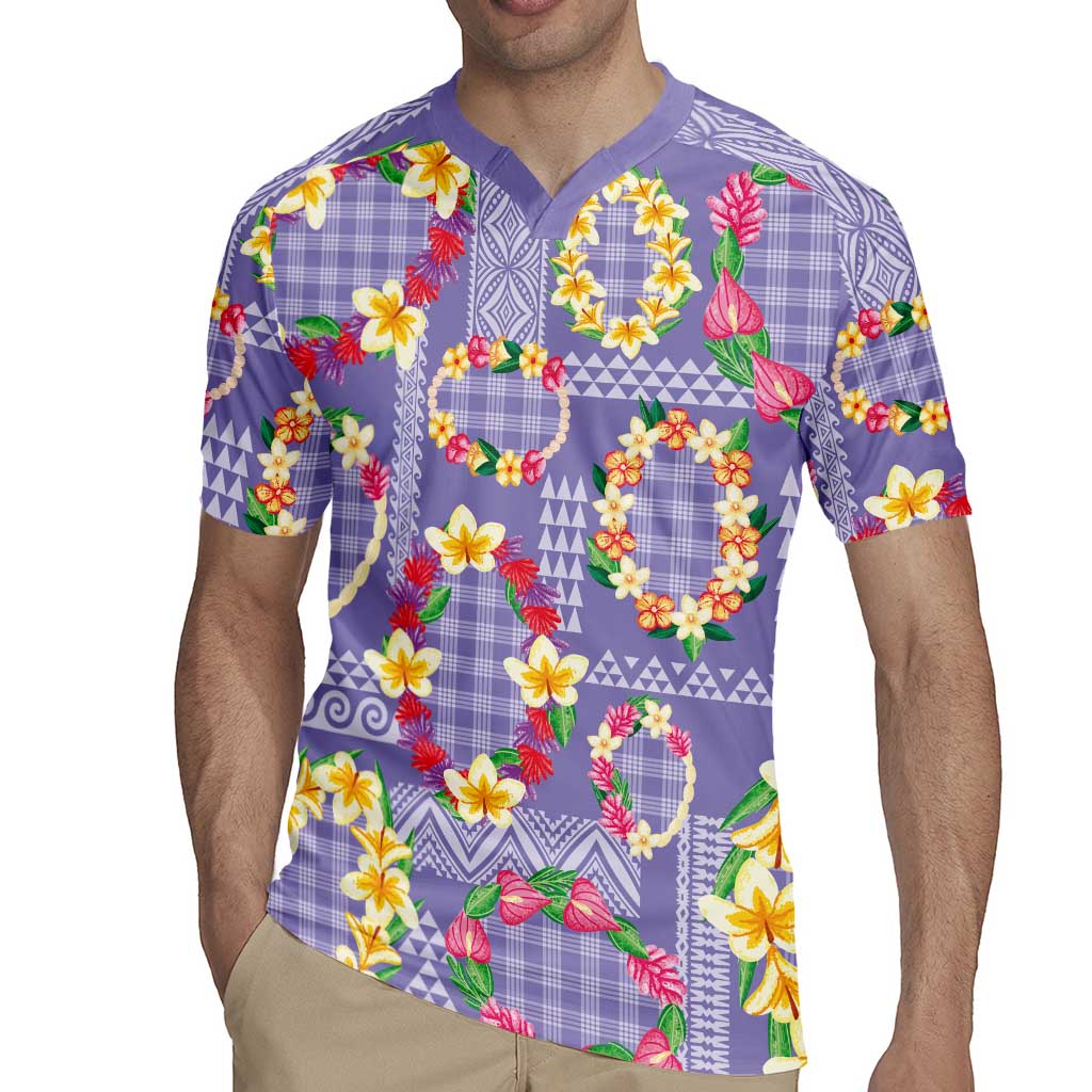 Hawaiian Leis Rugby Jersey Kakau Tattoos and Palaka Pastel Purple Color LT03 - Polynesian Pride