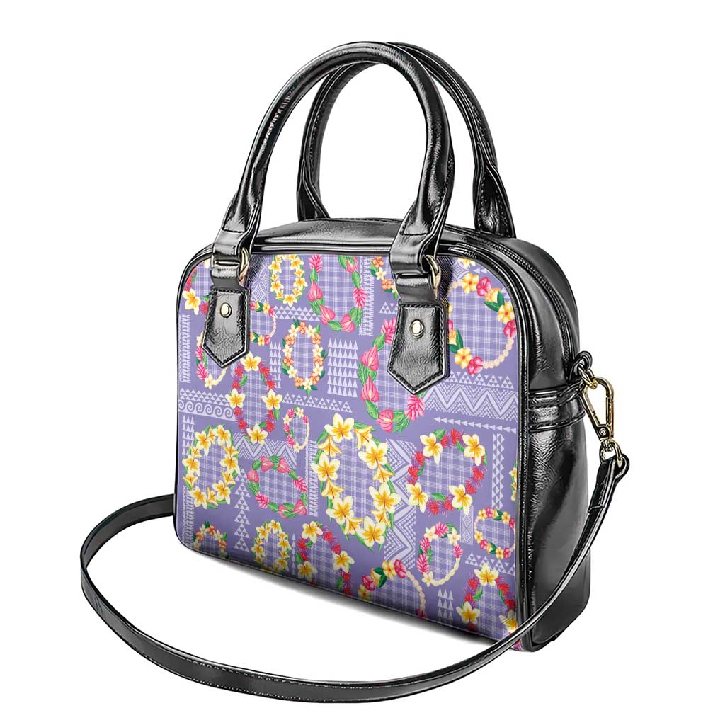 Hawaiian Leis Shoulder Handbag Kakau Tattoos and Palaka Pastel Purple Color LT03 - Polynesian Pride