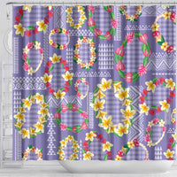 Hawaiian Leis Shower Curtain Kakau Tattoos and Palaka Pastel Purple Color LT03 - Polynesian Pride