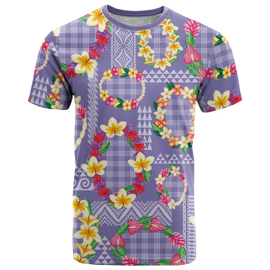 Hawaiian Leis T Shirt Kakau Tattoos and Palaka Pastel Purple Color LT03 Purple - Polynesian Pride