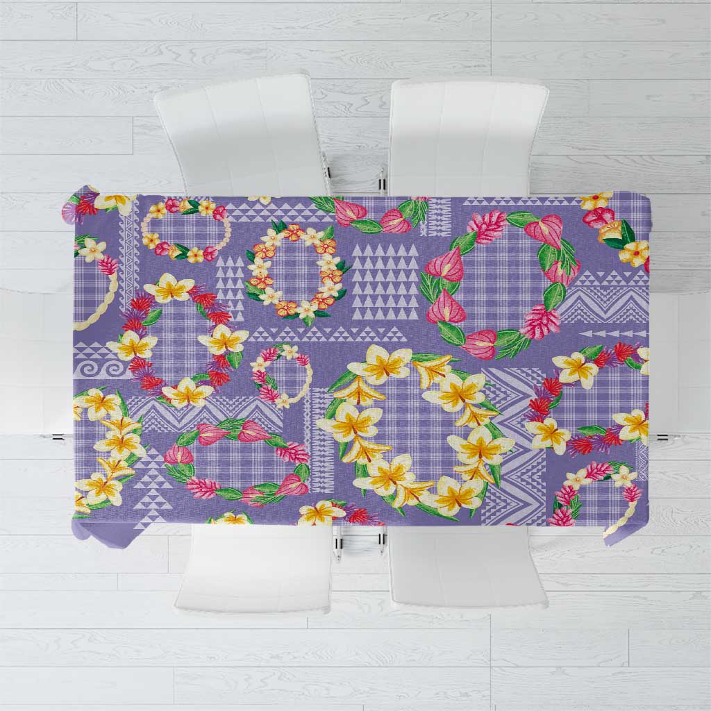 Hawaiian Leis Tablecloth Kakau Tattoos and Palaka Pastel Purple Color LT03 Purple - Polynesian Pride