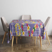 Hawaiian Leis Tablecloth Kakau Tattoos and Palaka Pastel Purple Color