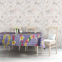 Hawaiian Leis Tablecloth Kakau Tattoos and Palaka Pastel Purple Color