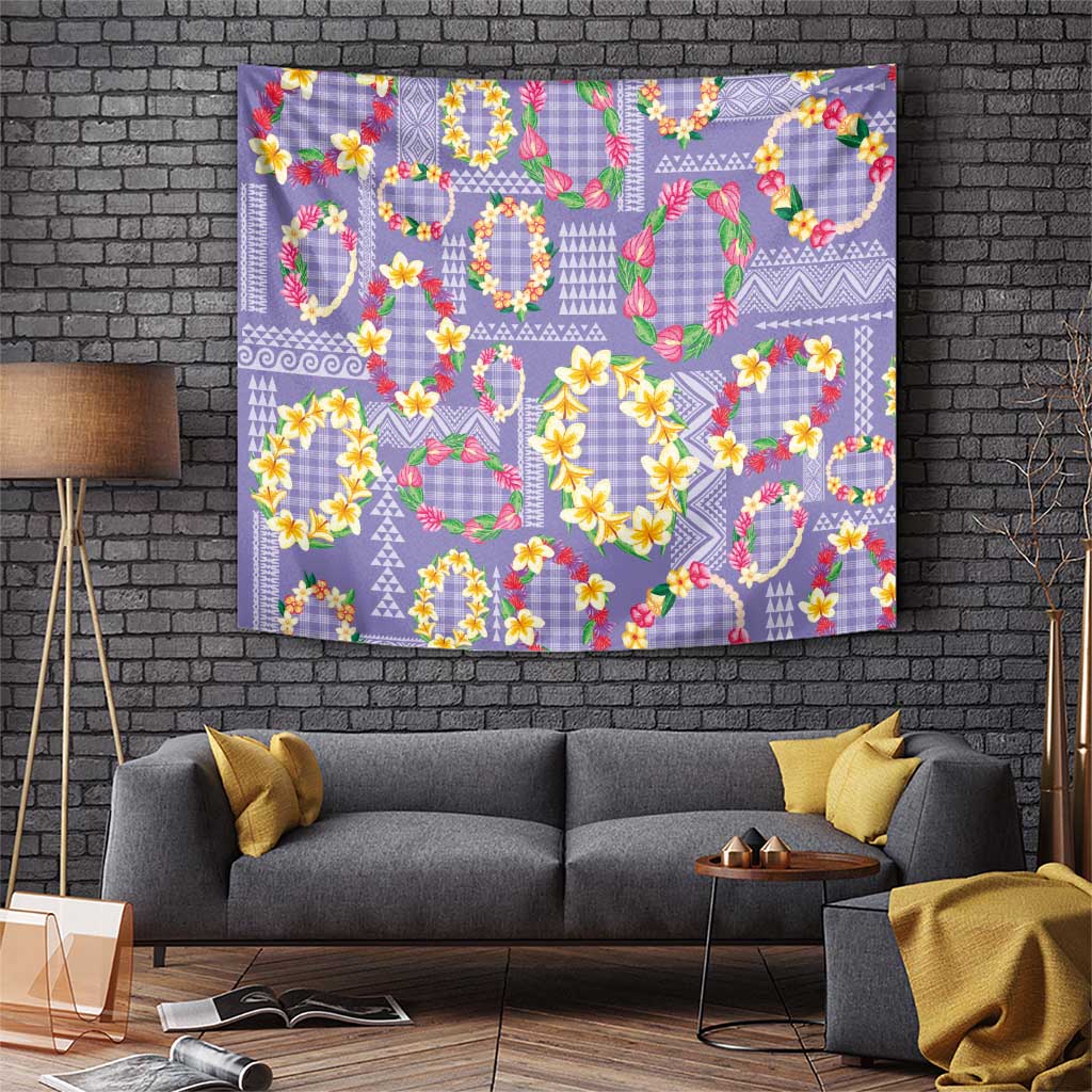 Hawaiian Leis Tapestry Kakau Tattoos and Palaka Pastel Purple Color LT03 Purple - Polynesian Pride