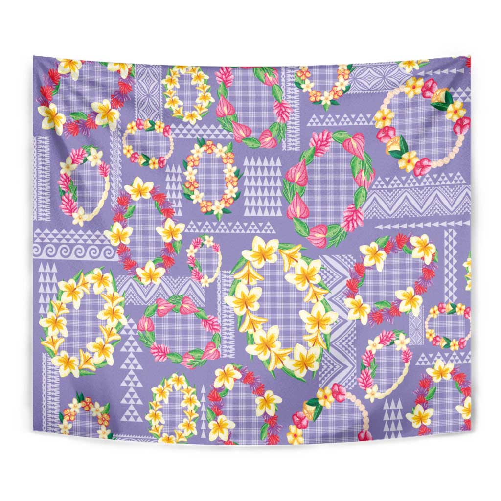 Hawaiian Leis Tapestry Kakau Tattoos and Palaka Pastel Purple Color LT03 - Polynesian Pride