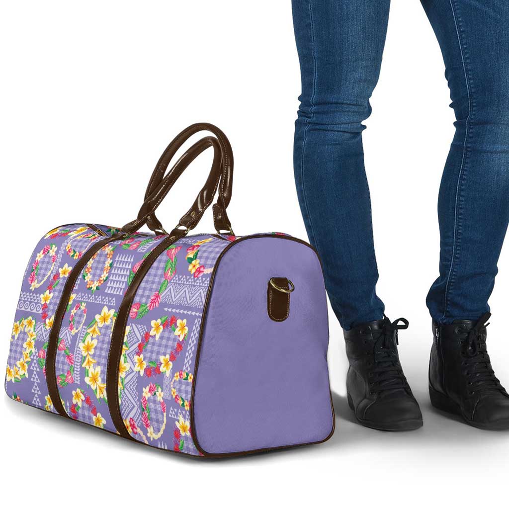 Hawaiian Leis Travel Bag Kakau Tattoos and Palaka Pastel Purple Color LT03 - Polynesian Pride