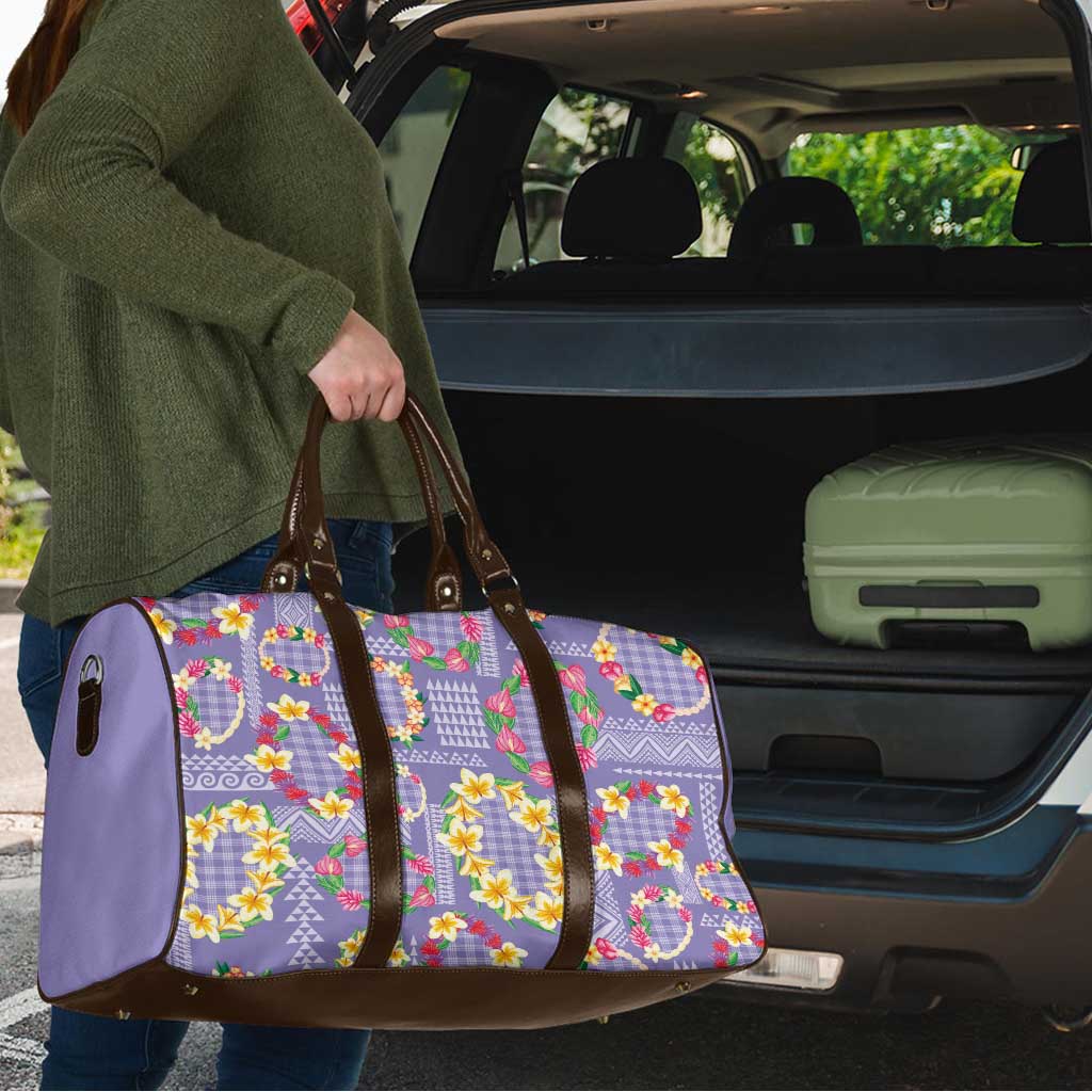 Hawaiian Leis Travel Bag Kakau Tattoos and Palaka Pastel Purple Color LT03 - Polynesian Pride
