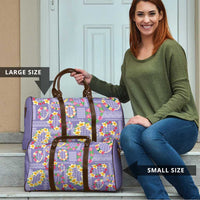 Hawaiian Leis Travel Bag Kakau Tattoos and Palaka Pastel Purple Color LT03 - Polynesian Pride
