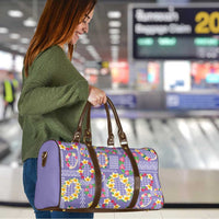 Hawaiian Leis Travel Bag Kakau Tattoos and Palaka Pastel Purple Color LT03 - Polynesian Pride